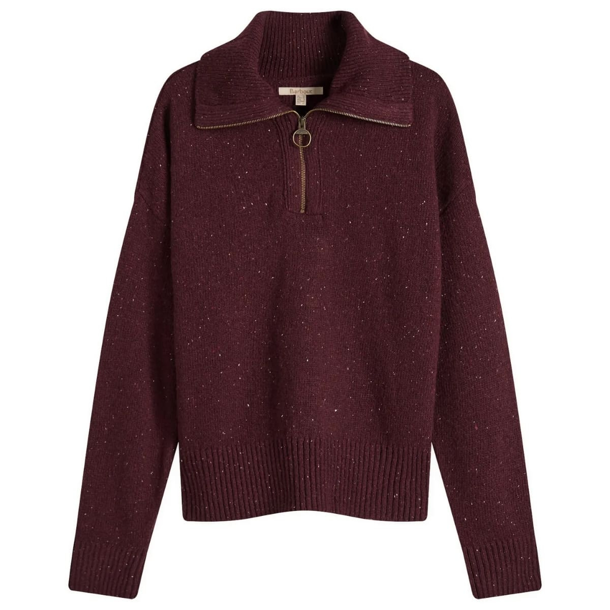 Barbour Lavensdale Half Zip Knitted Jumper Black Cherry