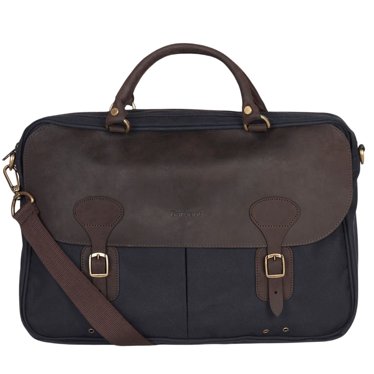 Barbour wax leather briefcase navy hotsell