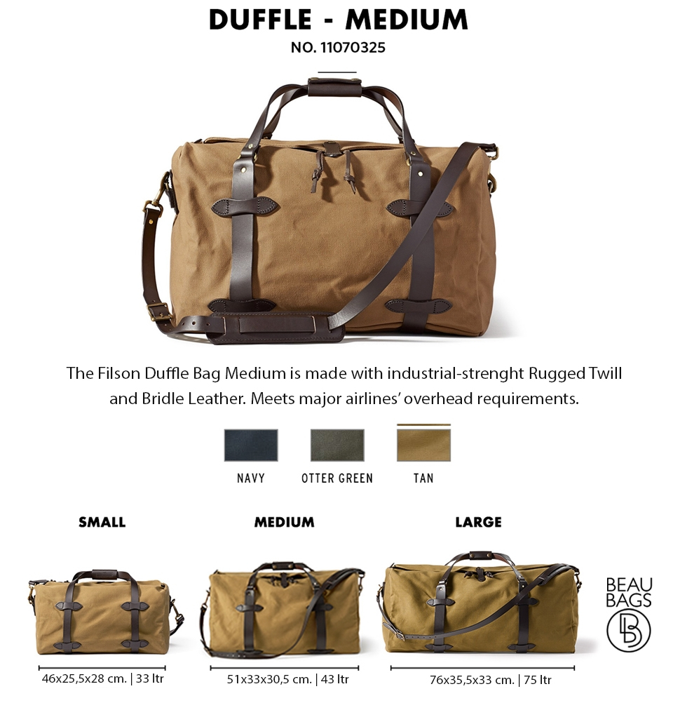 Size of duffle bag deals