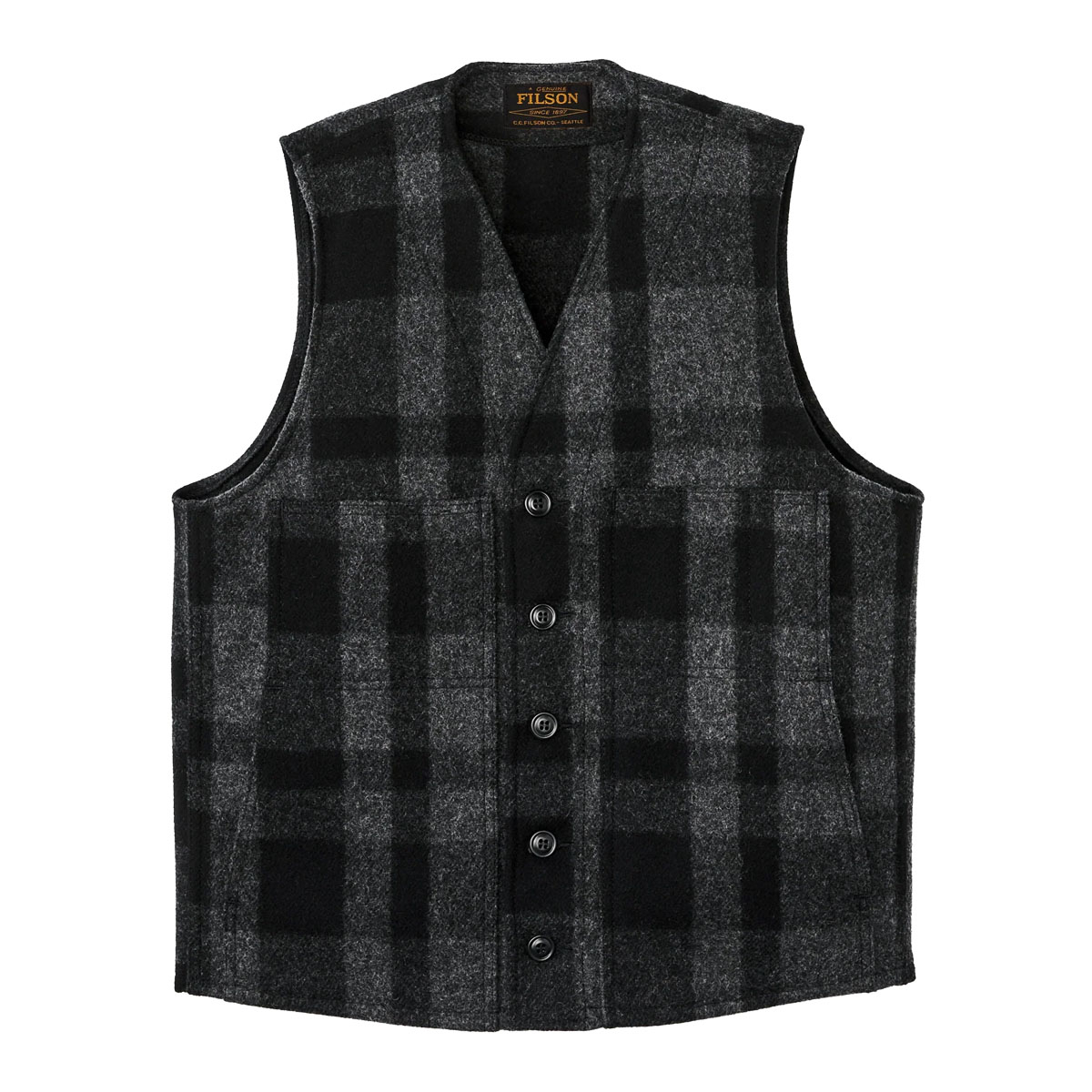 Filson Mackinaw Wool Vest Charcoal/Black/Heritage Plaid