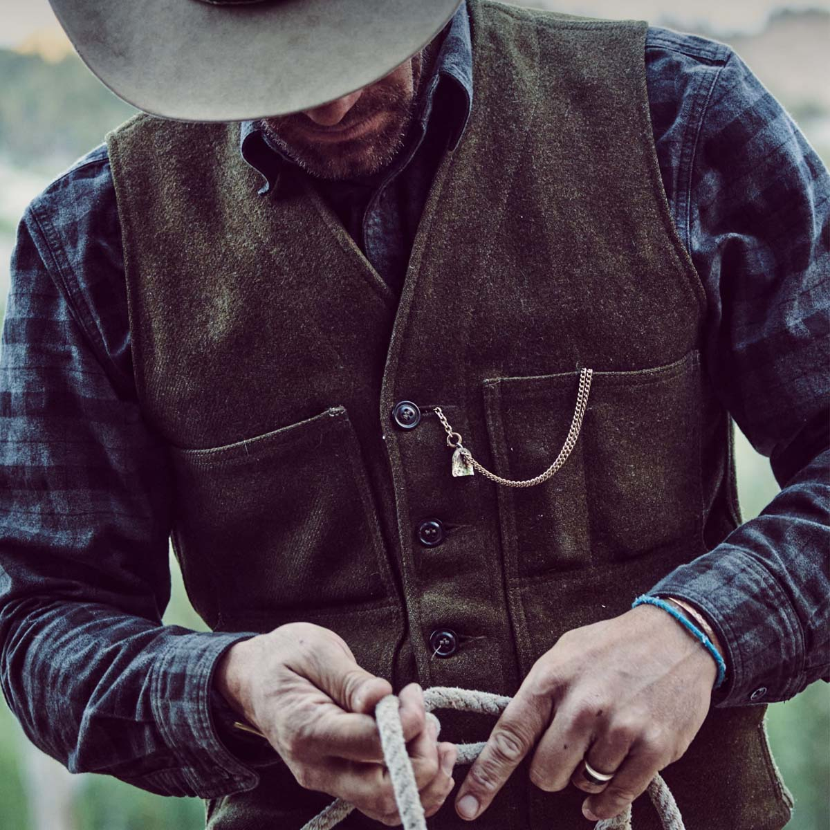 Filson Mackinaw Wool Vest Forest Green, strapazierfähige