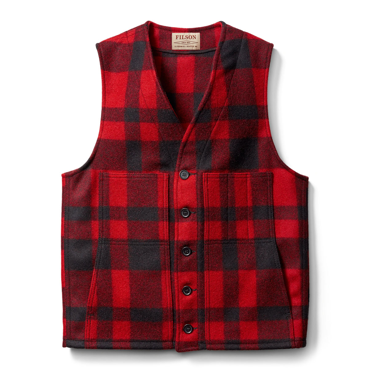 Filson Mackinaw Wool Vest Red/Black Plaid