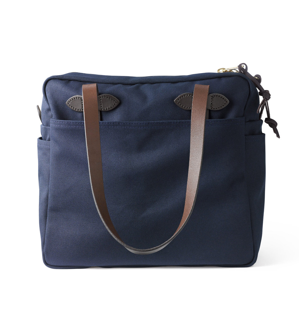 Filson Rugged Twill Tote Bag With Zipper Navy