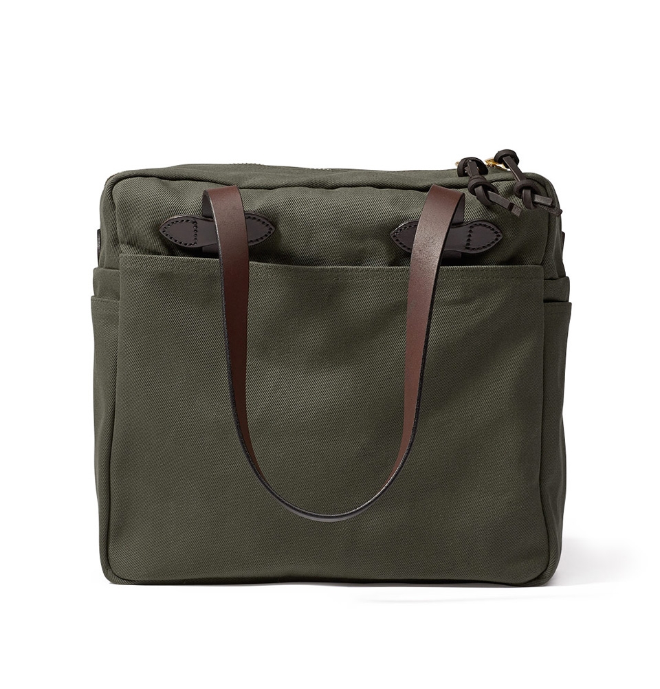 Filson Rugged Twill Tote Bag With Zipper Otter Green