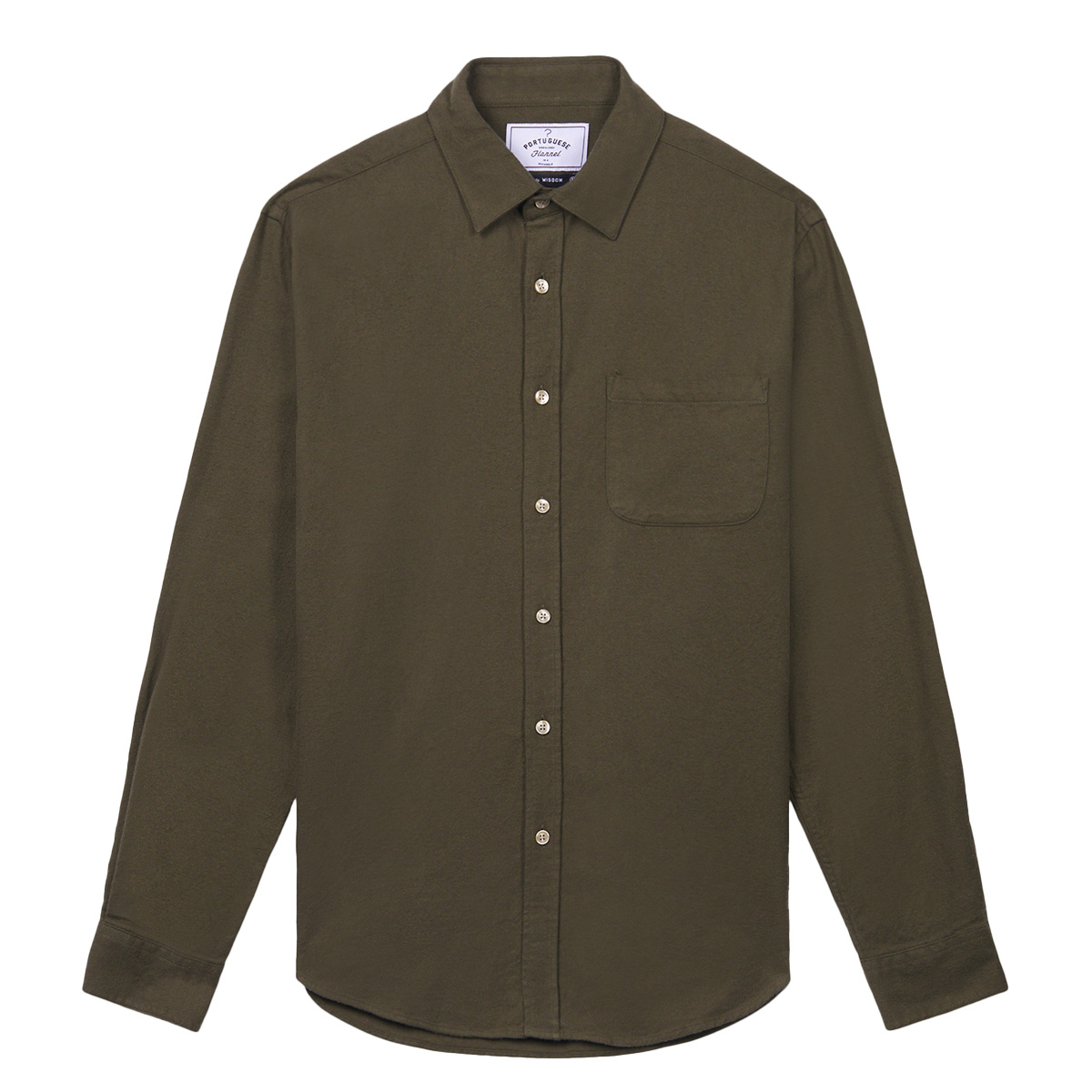 Portuguese Flannel Teca Cotton-Flannel Shirt Olive