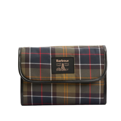 Barbour Leather Wash Bag Dark Brown