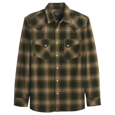 Pendleton Burnside Flannel Shirt Olive/Blue/Rust Plaid