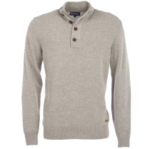 Barbour Patch Half Button Lambswool Sweater Stone