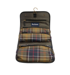 Barbour Leather Wash Bag Dark Brown