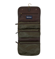 Barbour Leather Wash Bag Dark Brown