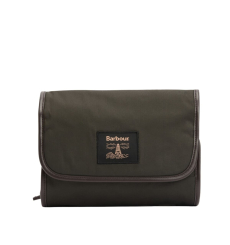 Barbour Leather Wash Bag Dark Brown