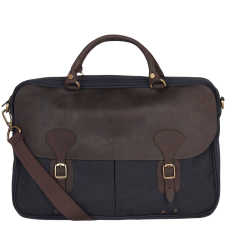 Barbour Wax Leather Briefcase Navy