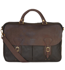 Barbour Wax Leather Briefcase Navy