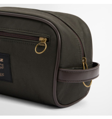 Barbour Leather Wash Bag Dark Brown
