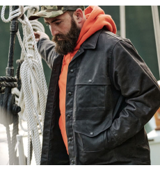 Filson Tin Cloth Short Lined Cruiser Jacket Dark Tan