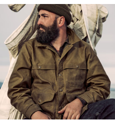Filson Tin Cloth Short Lined Cruiser Jacket Dark Tan