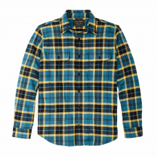 Filson Vintage Flannel Work Shirt Blue Ash Gold Plaid