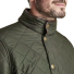Barbour Powell Quilted Jacket Sage - Collar with leather trim