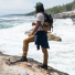 Danner Panorama Mid Boot Black Olive hiking at the beach