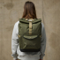 Filson All-Weather Backpack Olive/Black/Covert wearing on back