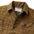 Filson Tin Cloth Short Lined Cruiser Jacket Dark Tan front close-up