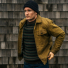 Filson Tin Cloth Short Lined Cruiser Jacket Dark Tan with Watch Cap Beanie Navy