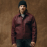 Filson Tin Cloth Short Lined Cruiser Jacket Fired Brick wearing front