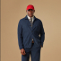 Portuguese Flannel Labura Cotton-Corduroy Overshirt Blue front men with cap