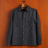 Portuguese Flannel Wool Field Overshirt Grey front with background