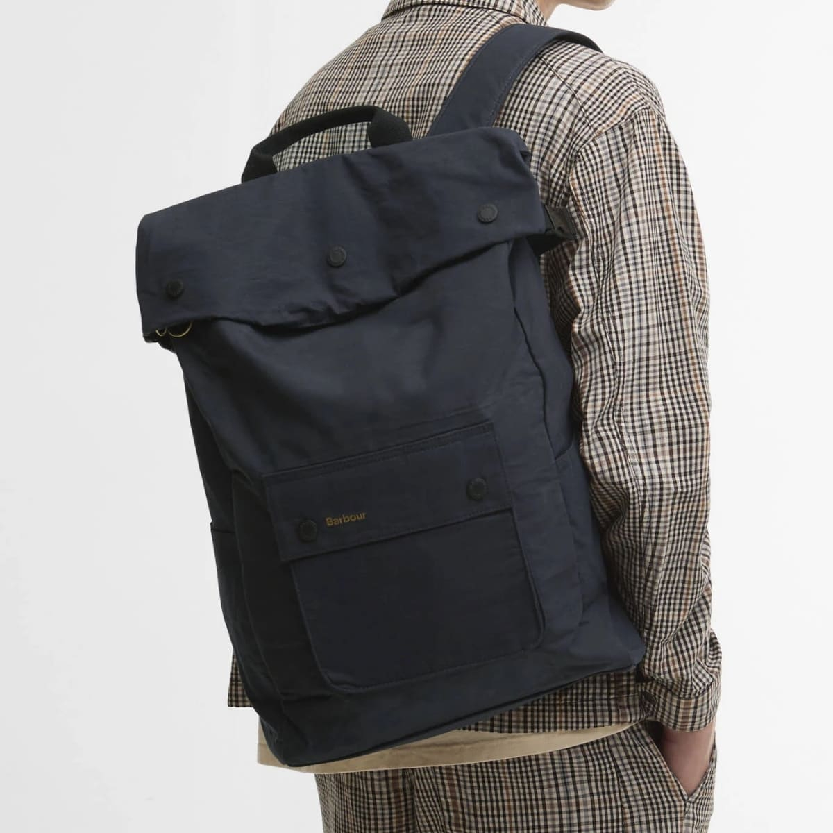 Barbour Transport Foldover Backpack Bag Navy