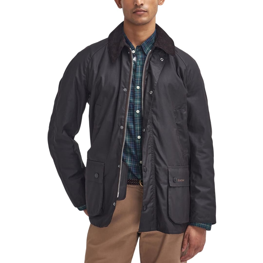 Barbour Ashby Wax Jacket Rustic/Classic, Cordkragen, kann offen oder geschlossen getragen werden Barbour Ashby Wax Jacket Rustic/Classic, Cordkragen, kann offen oder geschlossen getragen werden