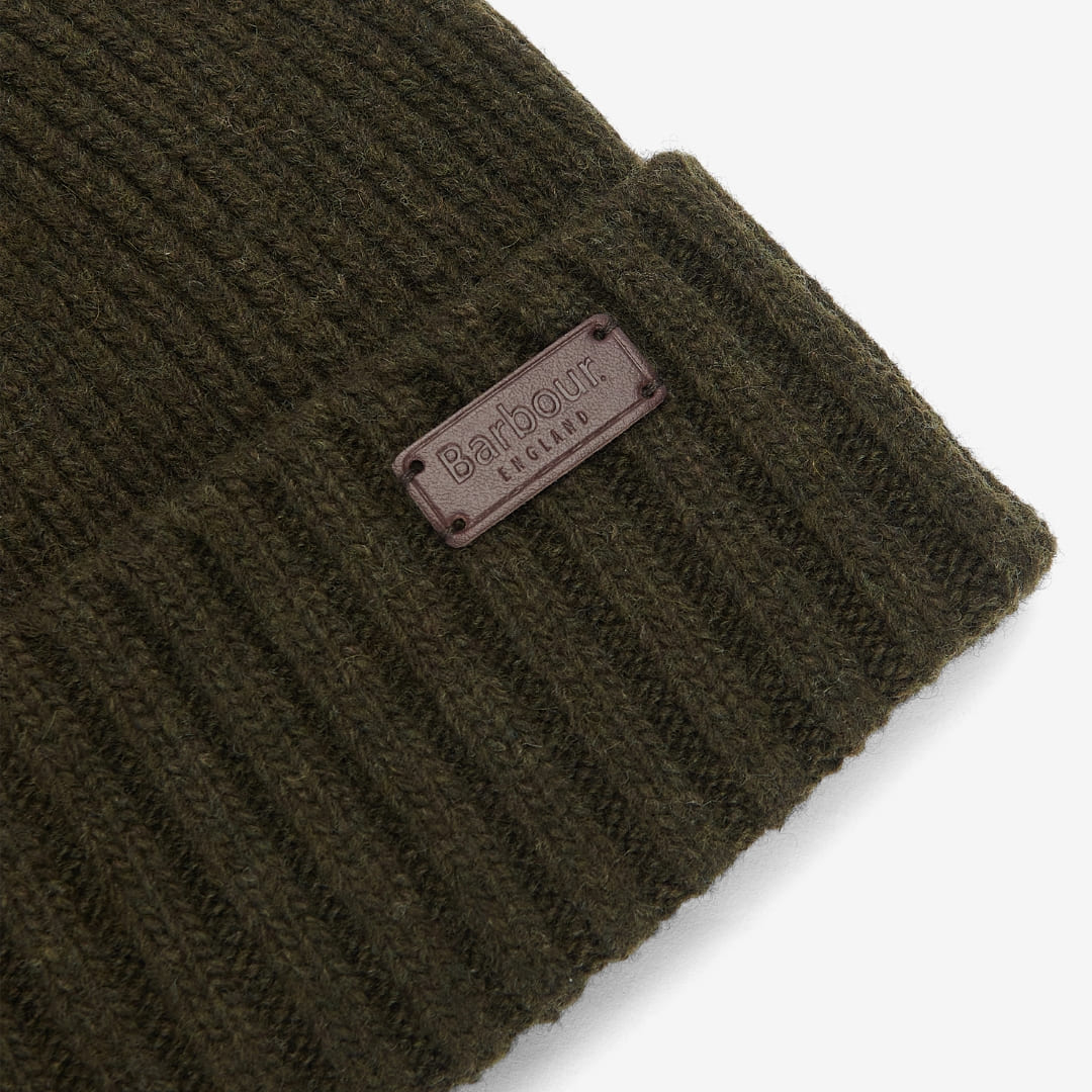 Barbour Carlton Beanie Hat Dark Green, Wollmix Beanie mit Fleece Barbour Carlton Beanie Hat Dark Green, Wollmix Beanie mit Fleece