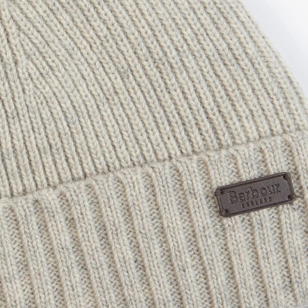Barbour Carlton Beanie Hat Light Grey, crafted from luxurious wool.