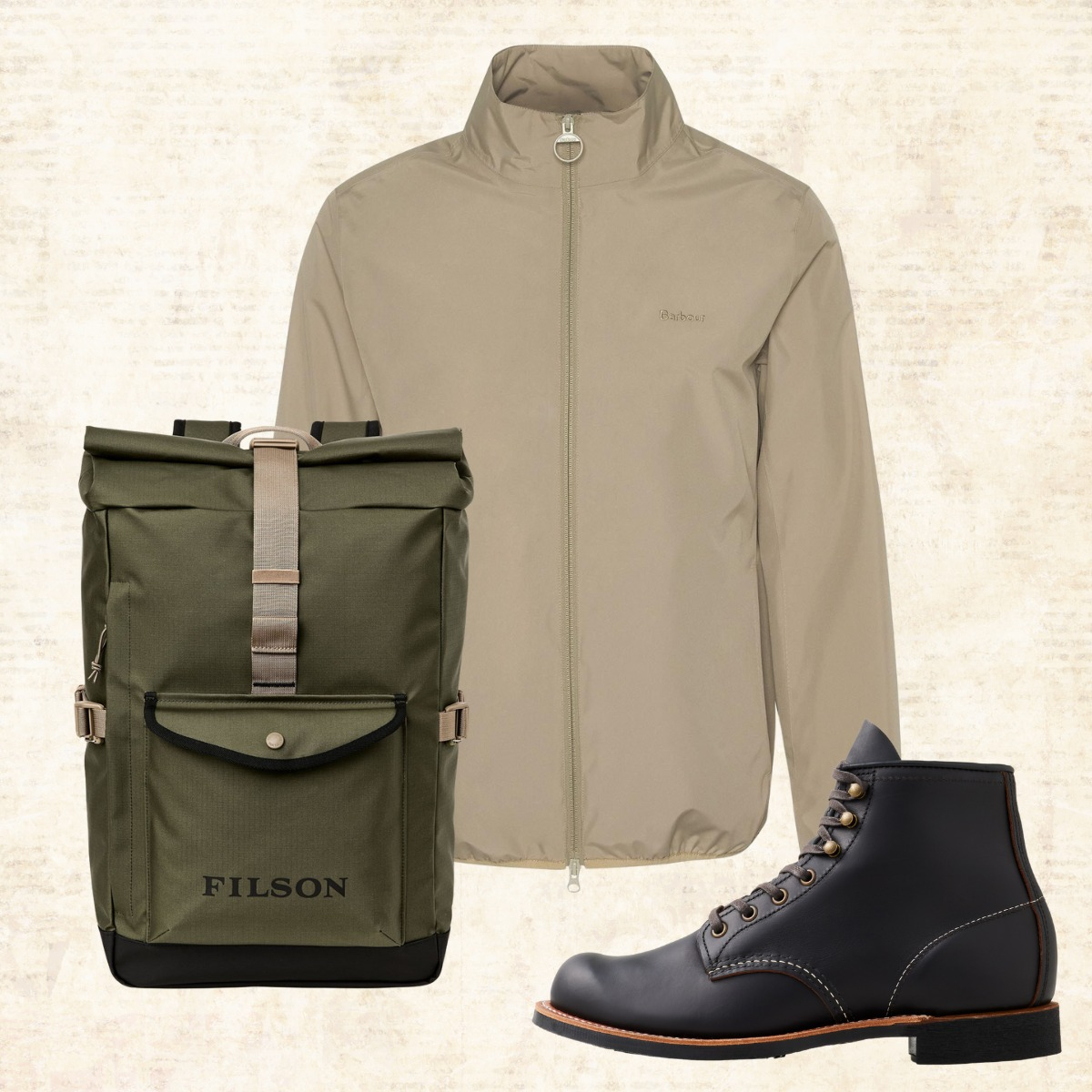 Barbour Korbel Waterproof Jacket Washed Stone – Perfekte Kombination mit Filson, Red Wing, Astorflex