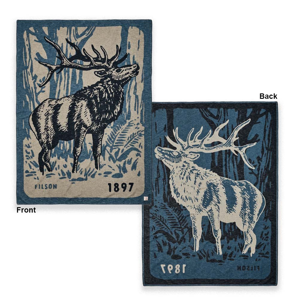 Filson Cotton Blanket Blue/Elk Woods, eine leichte Baumwolldecke für die Hütte oder das Lager