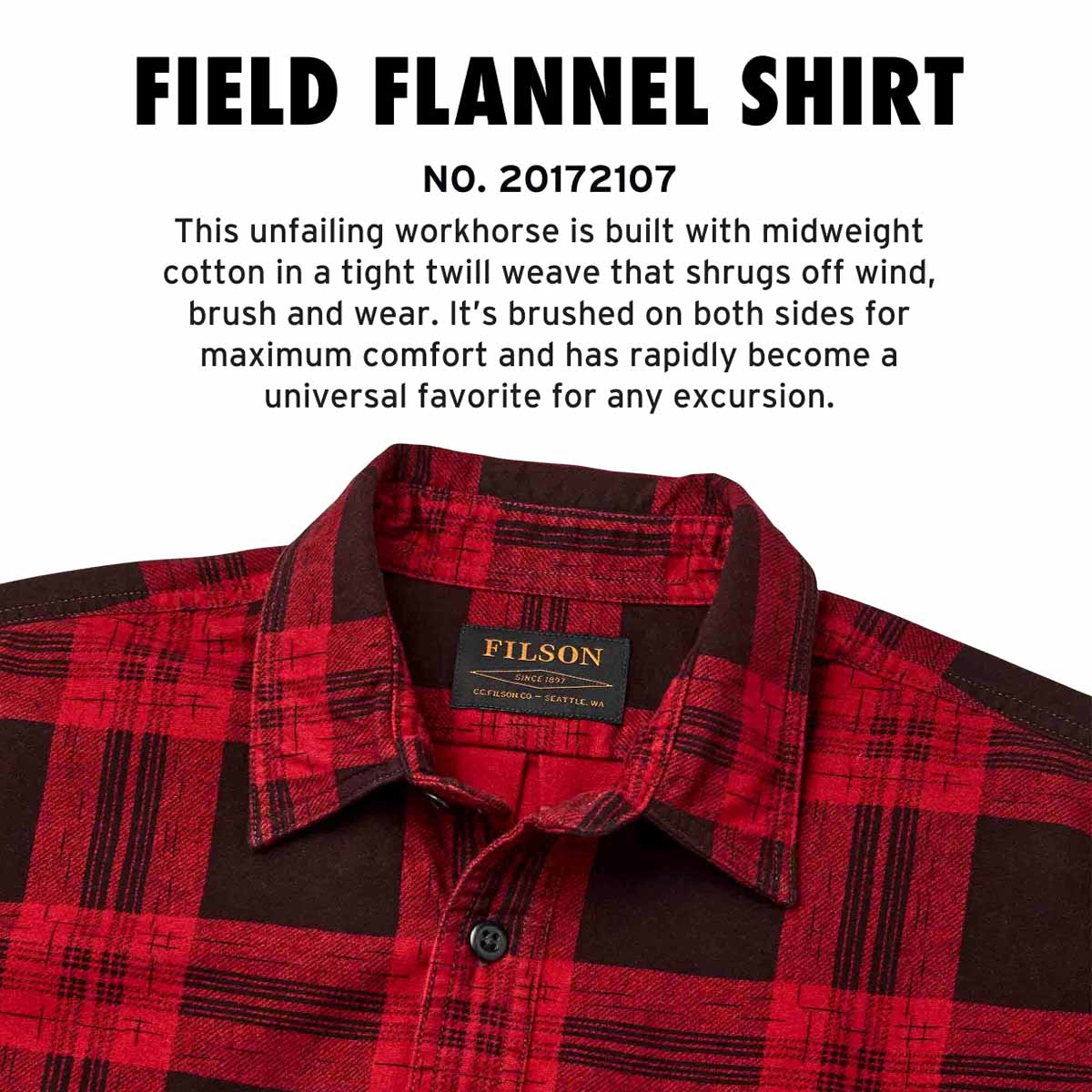 Filson Field Flannel Shirt Red Bark Plaid, Ein ikonisches Hemd in der Entstehung