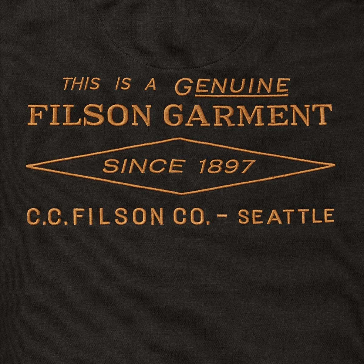 Filson Prospector Embroidered Hoodie Faded Black/Gold Diamond, warmer Pullover für kühle Tage und Abende