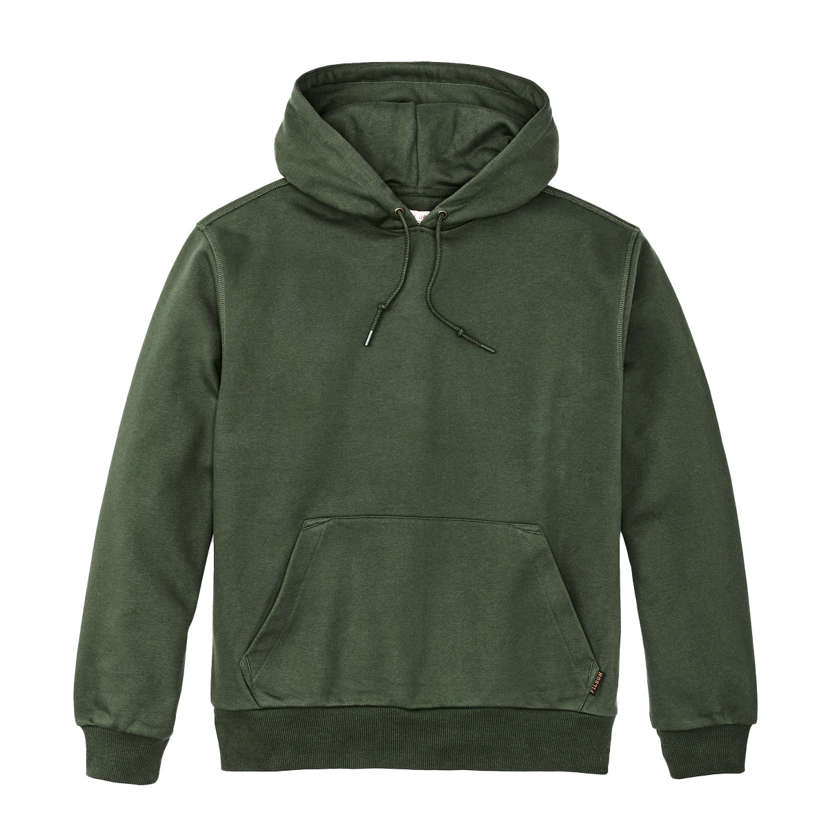 Filson Prospector Hoodie Kombu Green, ein idealer Baselayer bei kaltem Wetter, Hergestellt aus robustem 13-oz-Fleece