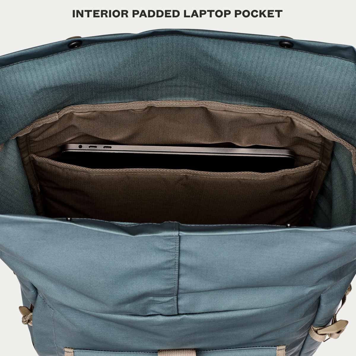 Filson All-Weather Backpack Slate/Canteen/Covert, Features erklärt im Inneren der Tasche