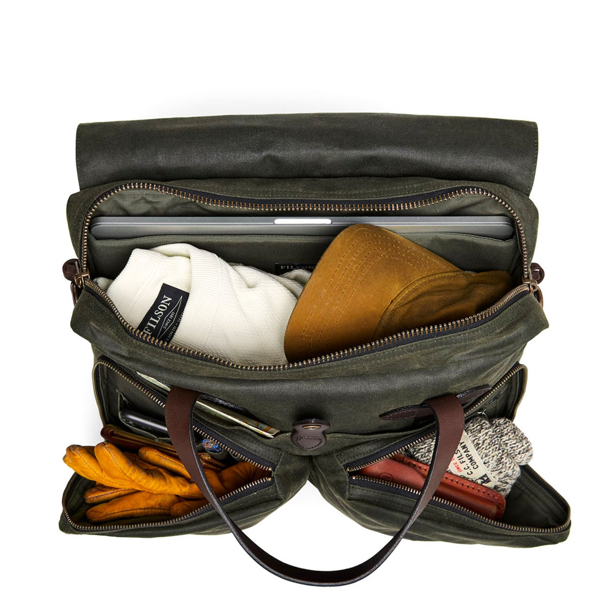 Filson 24-Hour Tin Cloth Briefcase Otter Green, diese tolle Tasche ist der perfekte Geschäftspartner auf Reisen