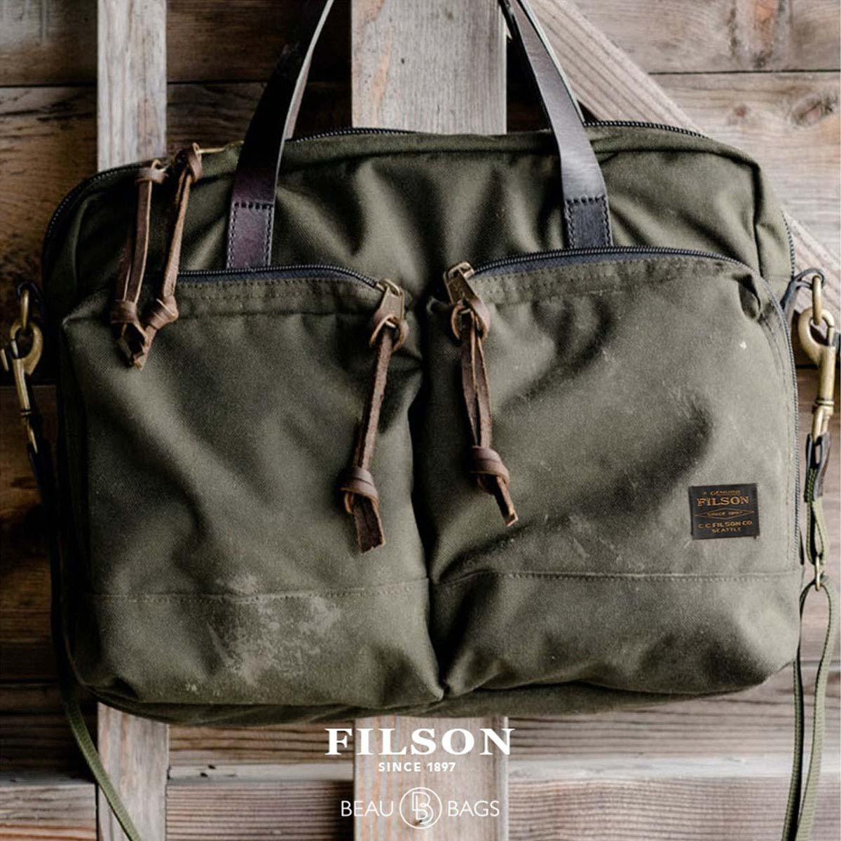 Filson Dryden Briefcase Otter Green, vielseitige Aktentasche für den harten Einsatz
