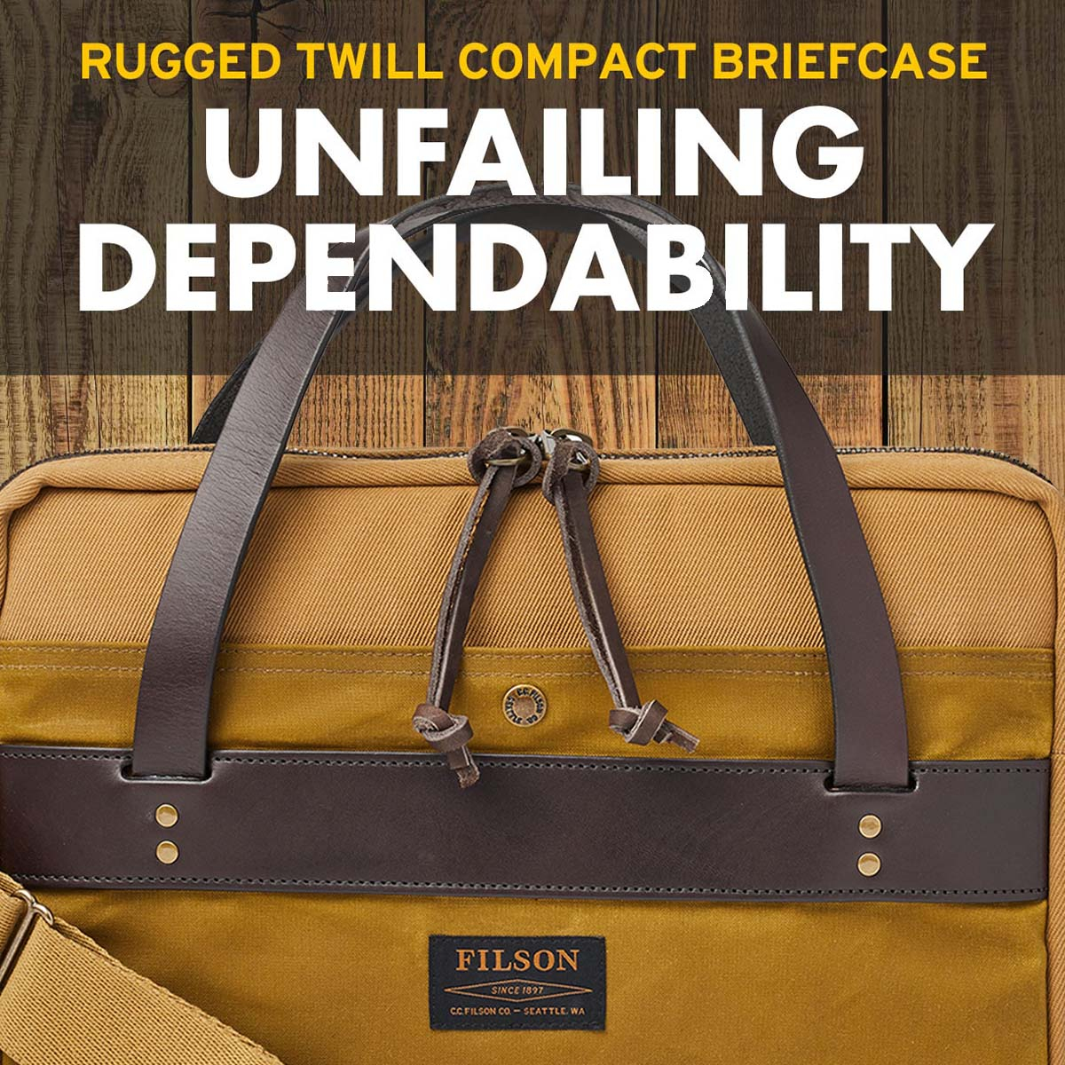 Filson Compact Briefcase Tan, schlanke Aktentasche, sehr gut verarbeitet und schön detailliert.