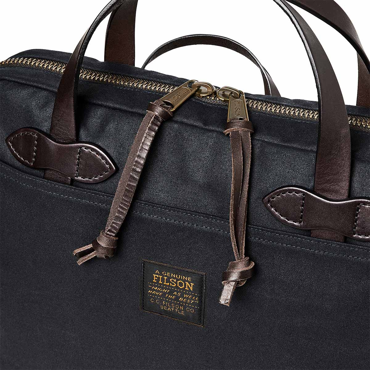 Filson Tin Cloth Compact Briefcase Navy, perfekte Tasche für den Weg ins Büro
