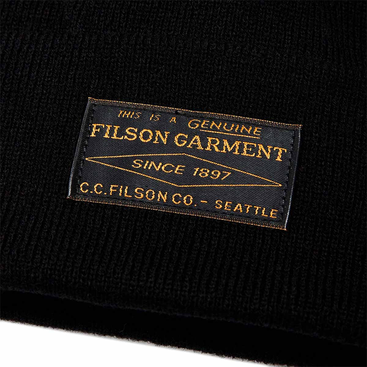 Filson Ballard Watch Cap Black, logo