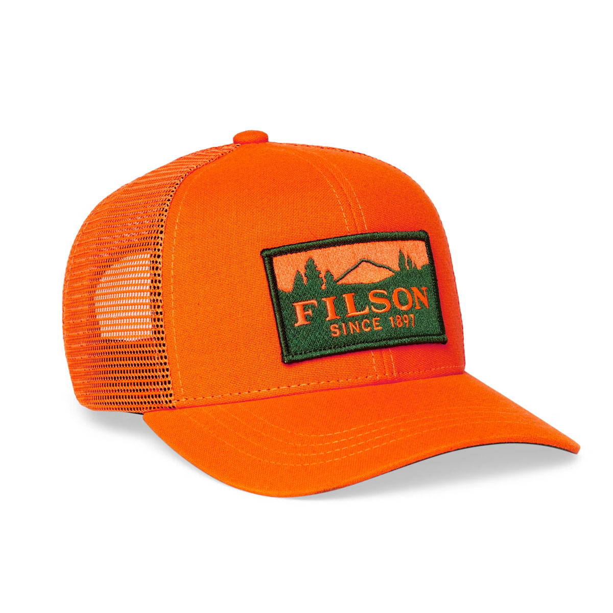 Filson Logger Mesh Cap 11030237-Blaze-Orange, strapazierfähige Kappe aus wasserabweisendem Ten-Mile Cloth