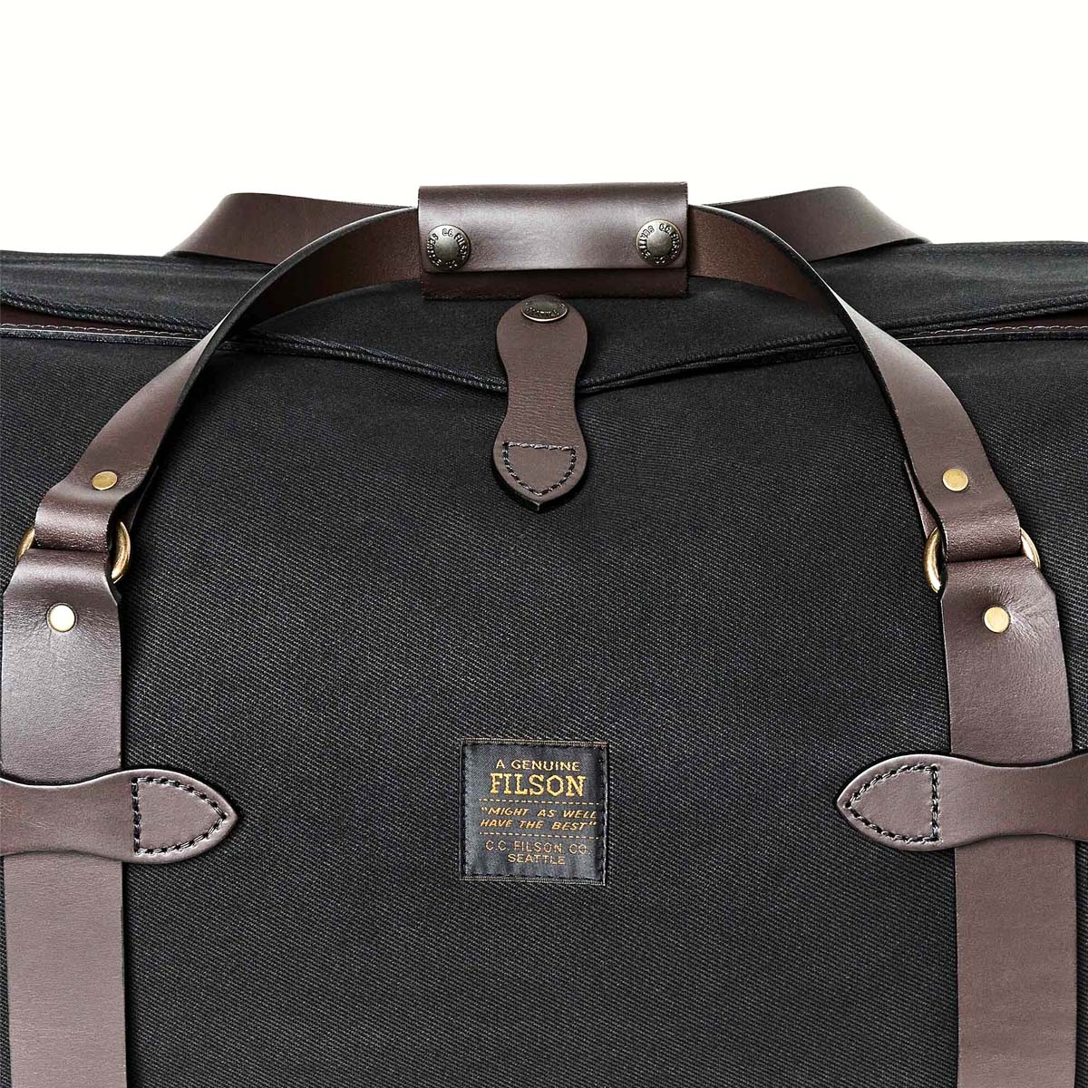 Filson Duffle Bag Medium Black, perfekt für einen Wochenendausflug oder eine kleine Geschäftsreise