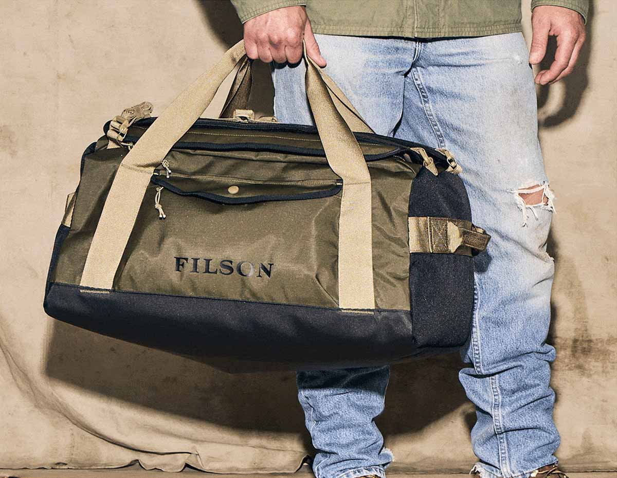 Filson All-Weather 50L Duffle Slate/Canteen/Covert, Wasserfester Duffle Bag für jedes Abenteuer