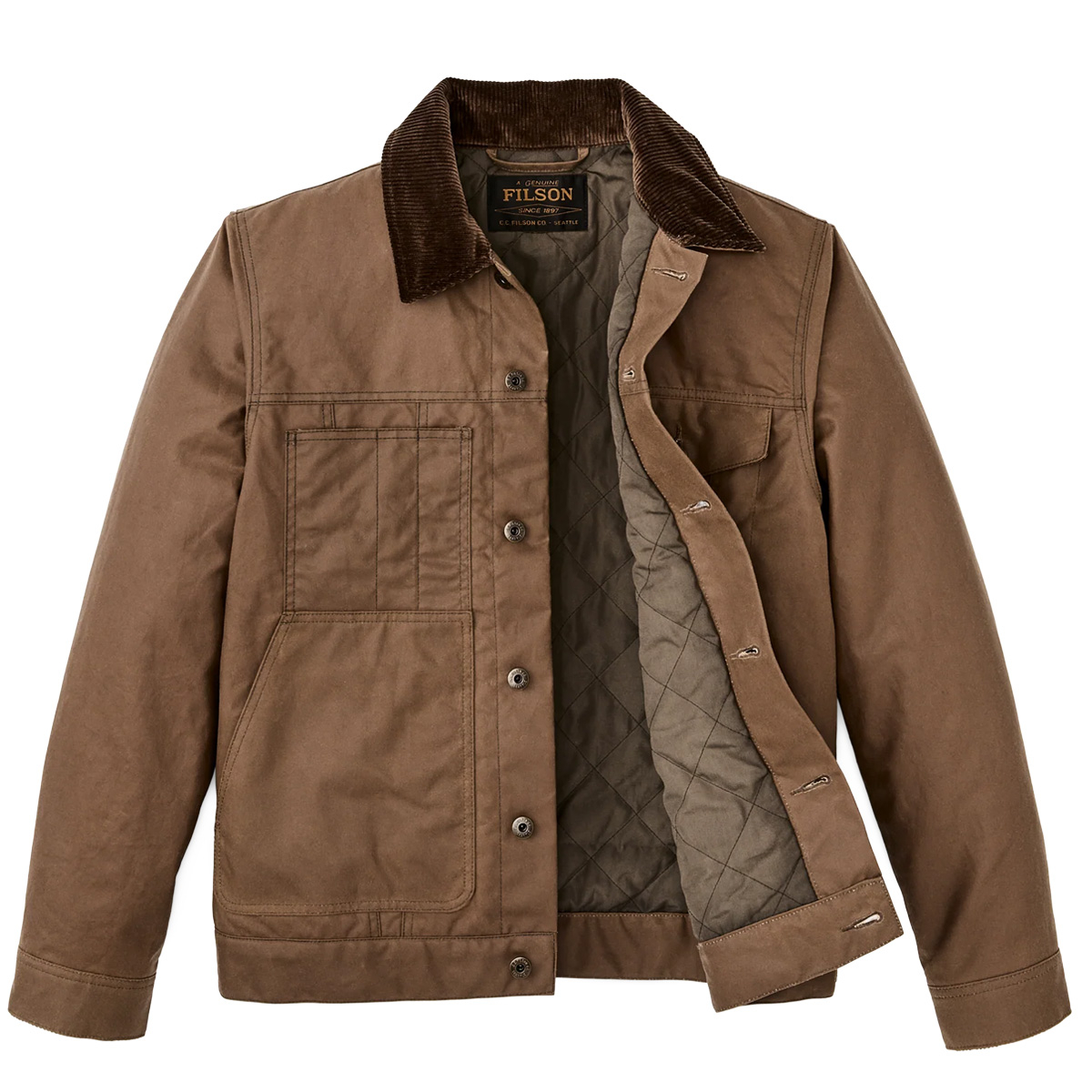 Filson Insulated Short Cruiser Dark Brown, the ideal work jacket for cold, wet weather