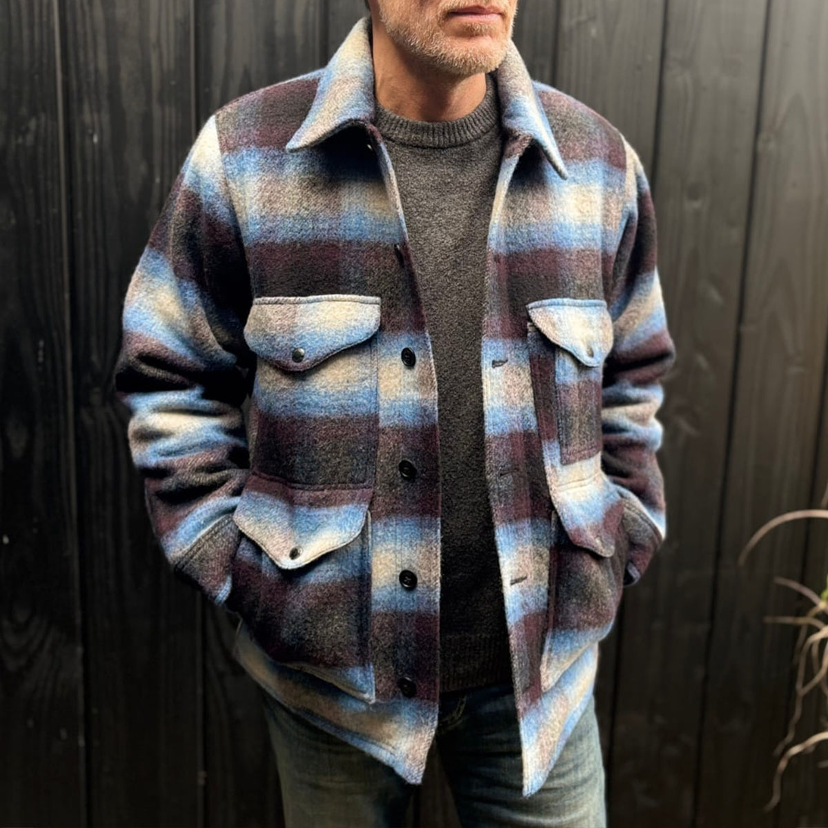 Filson Knitted Wool Cruiser Blue/Black Plaid, Adjustable cuffs with double-button detailing Filson Knitted Wool Cruiser Blue/Black Plaid, Adjustable cuffs with double-button detailing