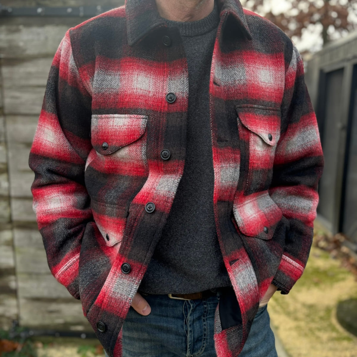 Filson Knitted Wool Cruiser Red/Black Plaid, Rugged Warmth, Reimagined for Modern Adventures